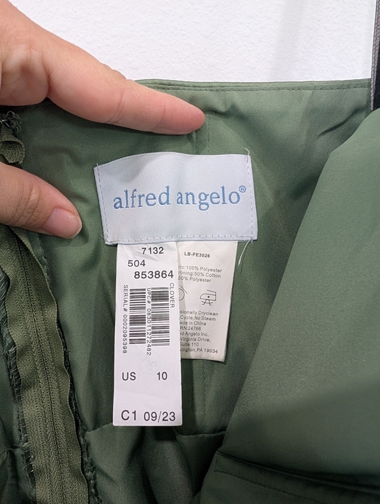 Alfred Angelo Clover Green Strapless Evening Gown Size 10 - Picture 4 of 8